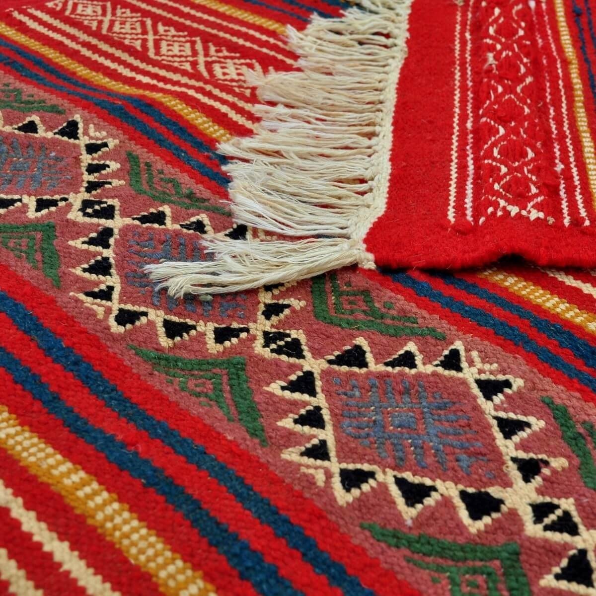 tappeto berbero Tappeto Kilim lungo Gasrine 60x195 Rosso/Multicolore (Fatto a mano, Lana) Tappeto kilim tunisino, in stile maroc