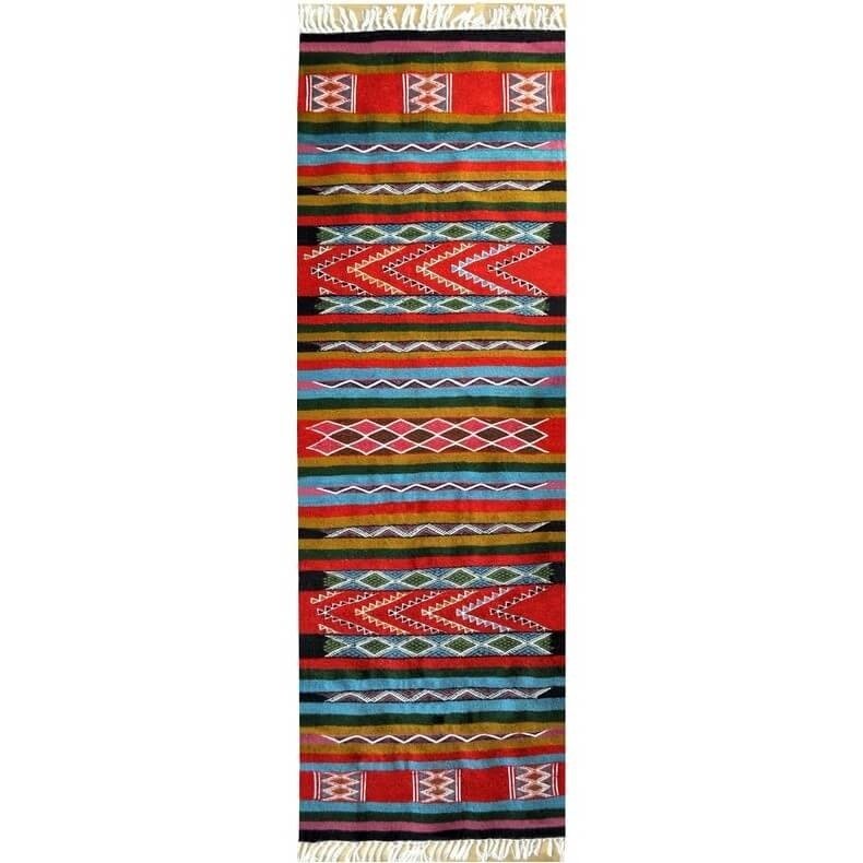 Berber Teppich Teppich Kelim lang Huelva 60x190 Mehrfarben (Handgewebt, Wolle) Tunesischer Kelim-Teppich im marokkanischen Stil.