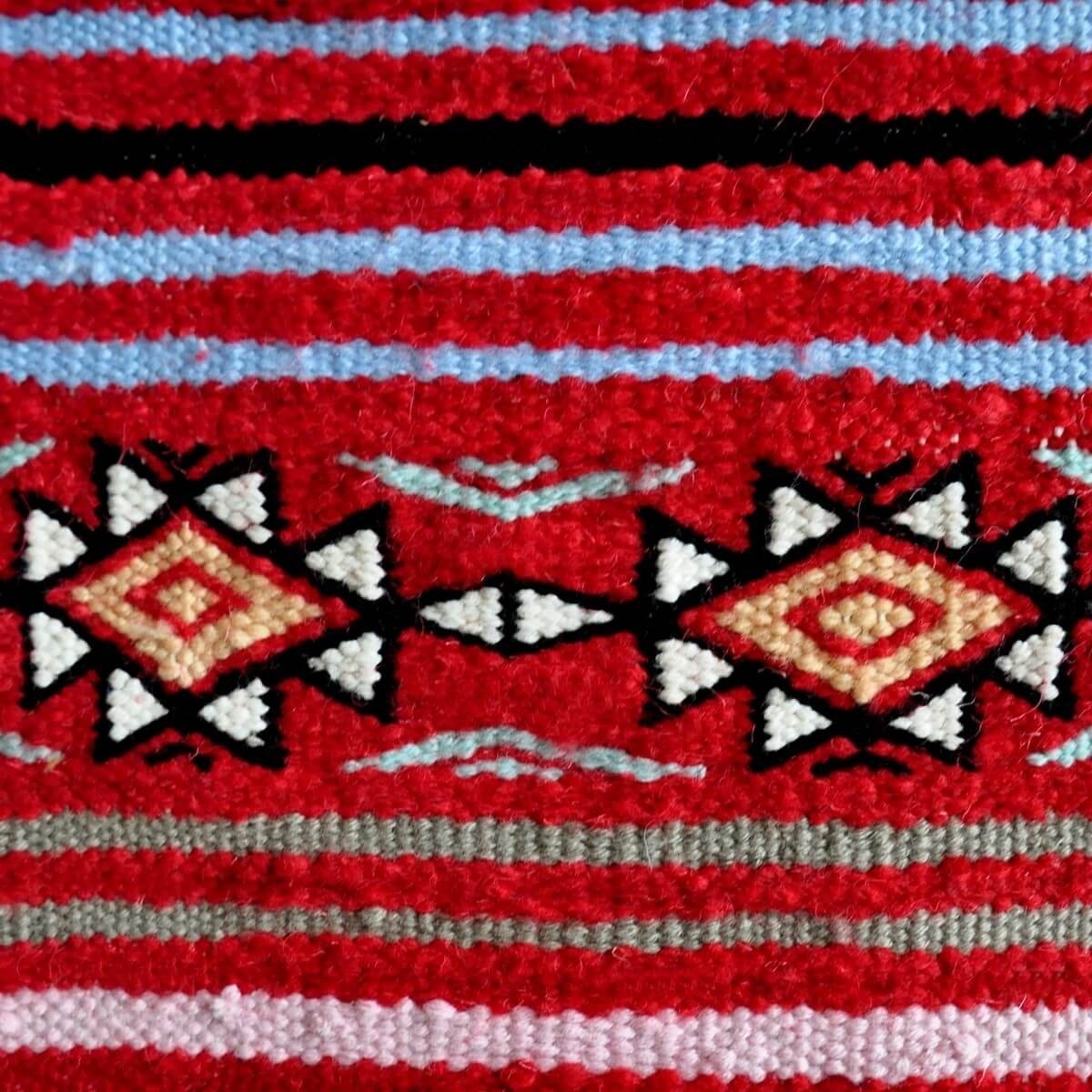 Tapis berbère Tapis Kilim long Aljerid 75x195 Rouge (Tissé main, Laine, Tunisie) Tapis kilim tunisien style tapis marocain. Tapi