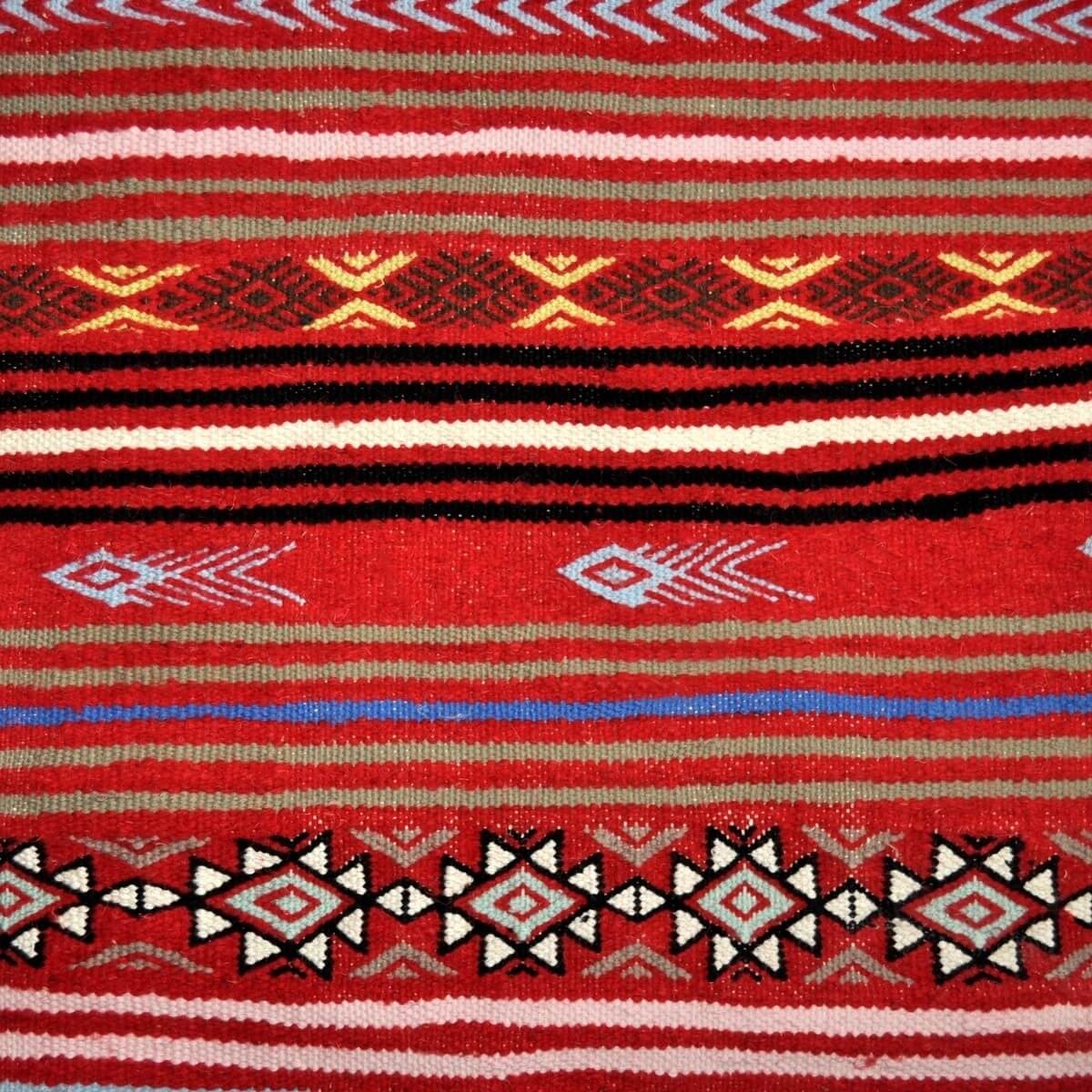Berber tapijt Tapijt Kilim lang Aljerid 75x195 Rood (Handgeweven, Wol, Tunesië) Tunesisch kilimdeken, Marokkaanse stijl. Rechtho