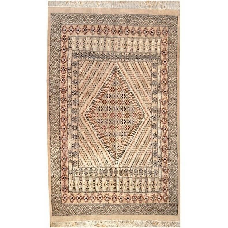 Berber tapijt Groot Tapijt Margoum Jilma 160x250 Beige (Handgeweven, Wol, Tunesië) Tunesisch Margoum Tapijt uit de stad Kairouan