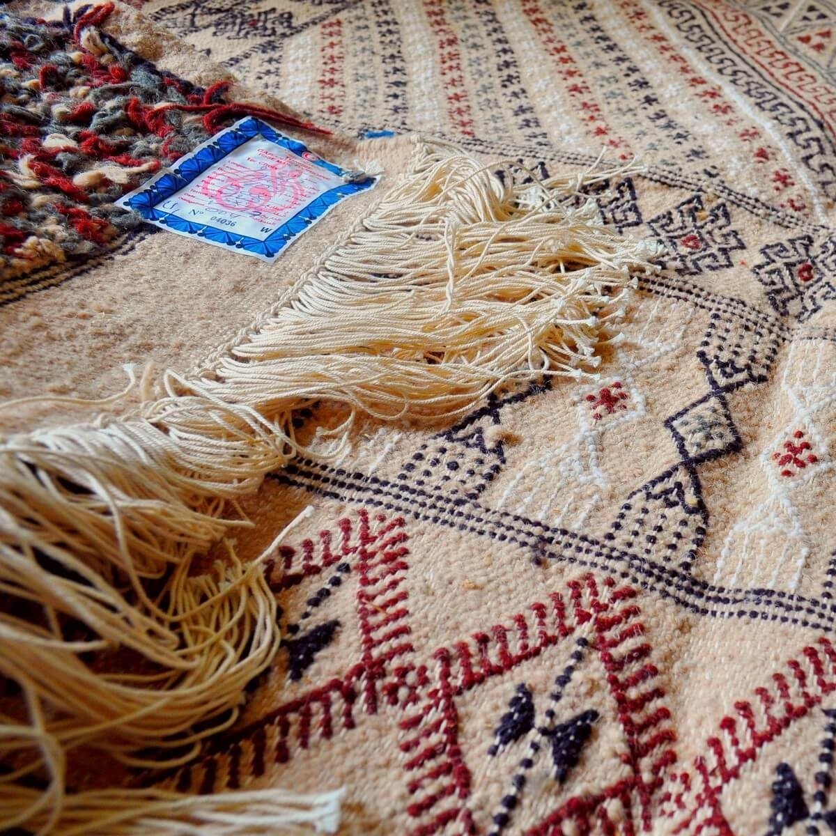 Berber Teppich Großer Teppich Margoum Jilma 160x250  Beige (Handgefertigt, Wolle) Tunesischer Margoum-Teppich aus der Stadt Kair