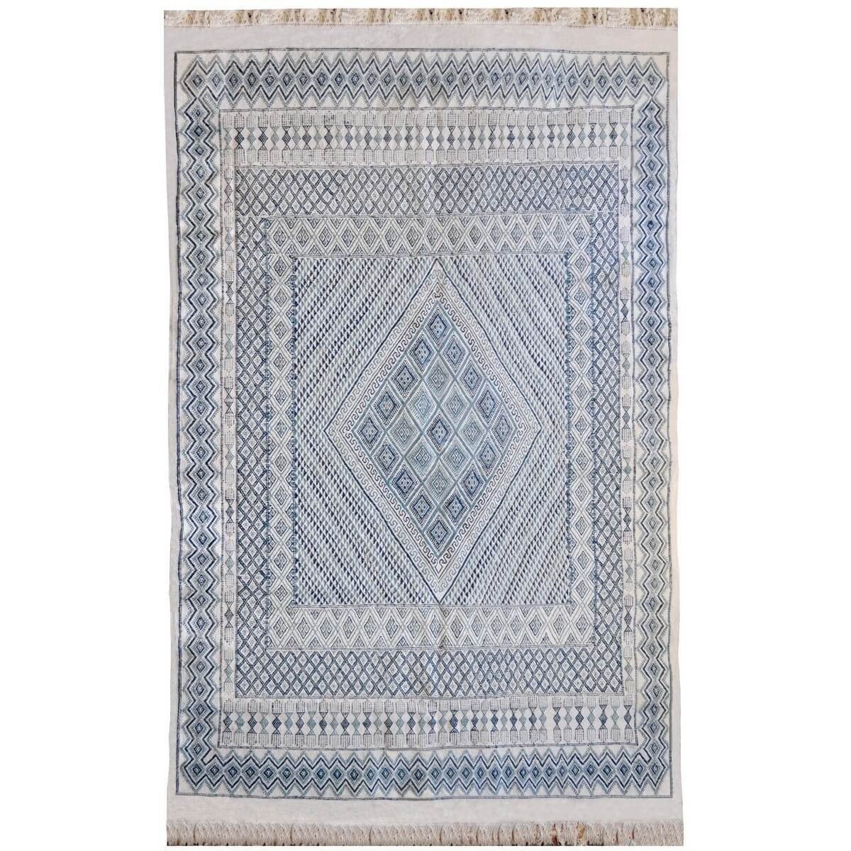 Berber Teppich Großer Teppich Margoum Zaytouna 200x290 Blau (Handgefertigt, Wolle, Tunesien) Tunesischer Margoum-Teppich aus der
