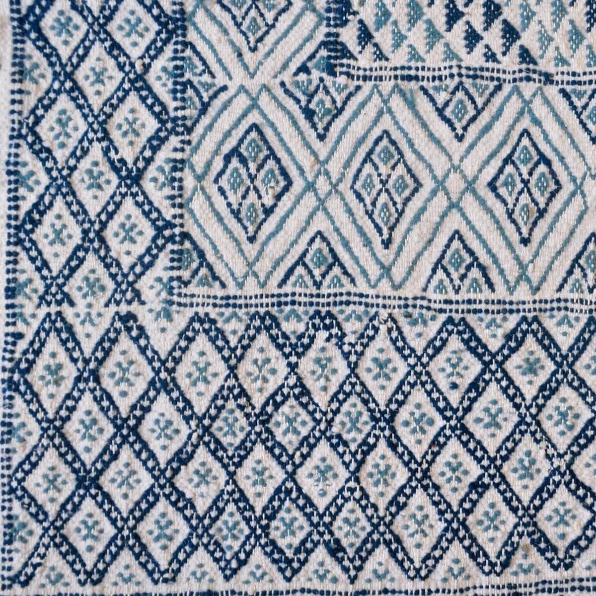 Tapis berbère Grand Tapis Margoum Medina 198x298 Bleu Blanc (Fait main, Laine, Tunisie) Tapis margoum tunisien de la ville de Ka