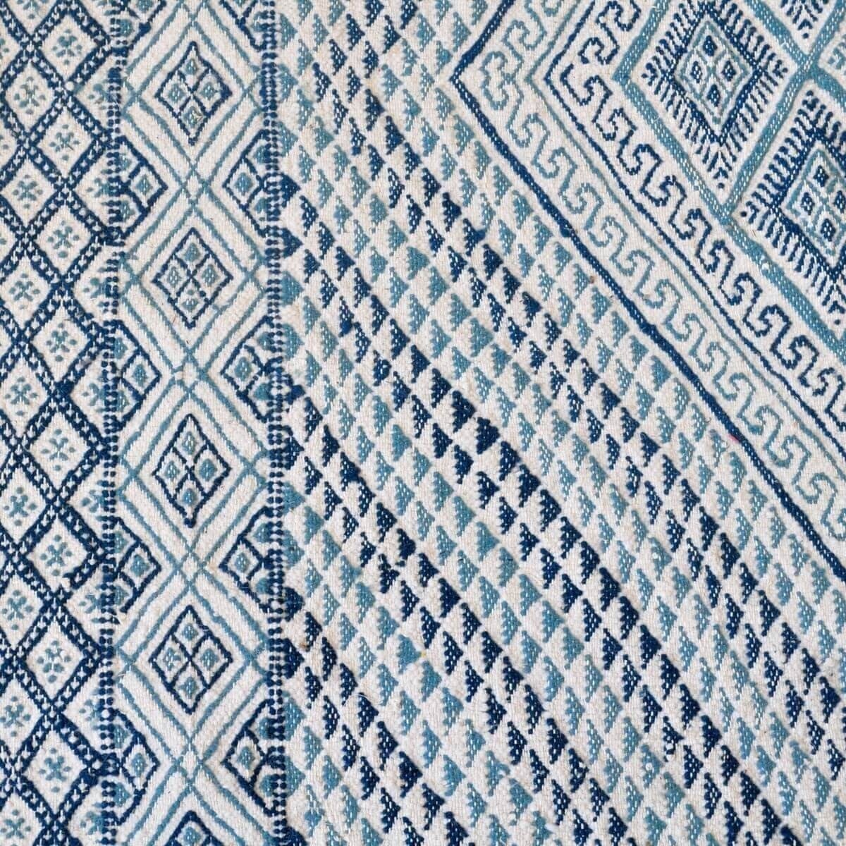 tappeto berbero Grande Tappeto Margoum Zaytouna 200x290 Blu (Fatto a mano, Lana, Tunisia) Tappeto margoum tunisino della città d
