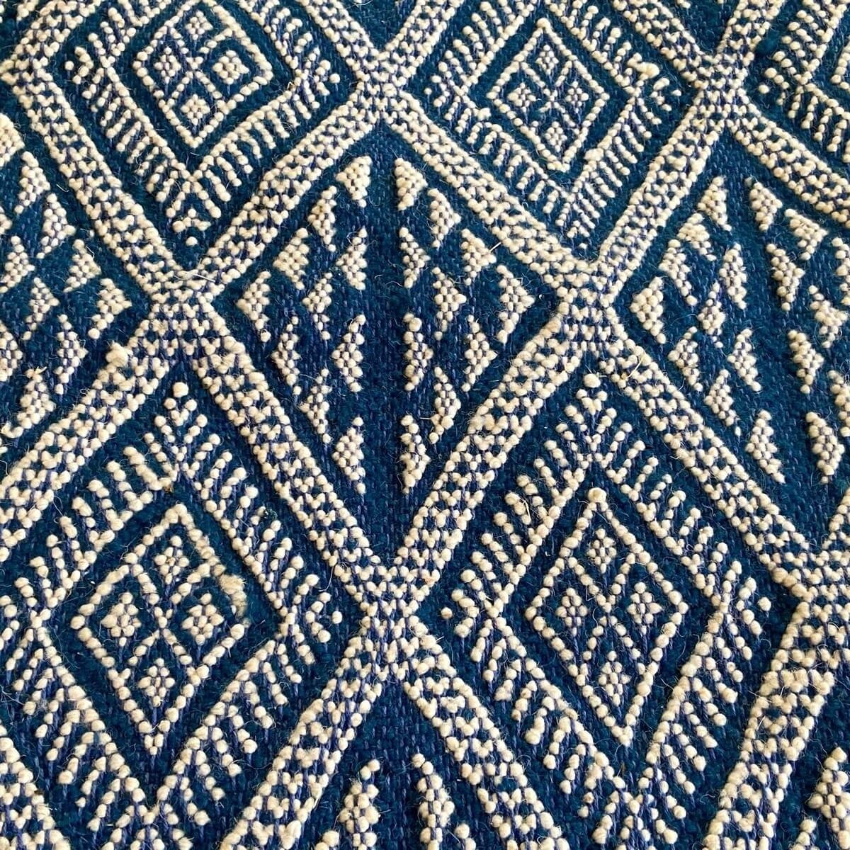 Tapete berbere Tapete Margoum Makki 124x186 Azul (Artesanal, Lã) Tapete Margoum tunisino da cidade de Kairouan. Tapete retangula
