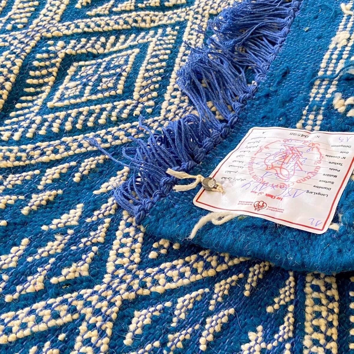 tappeto berbero Tappeto Margoum Makki 124x186 Blu (Fatto a mano, Lana) Tappeto margoum tunisino della città di Kairouan. Tappeto