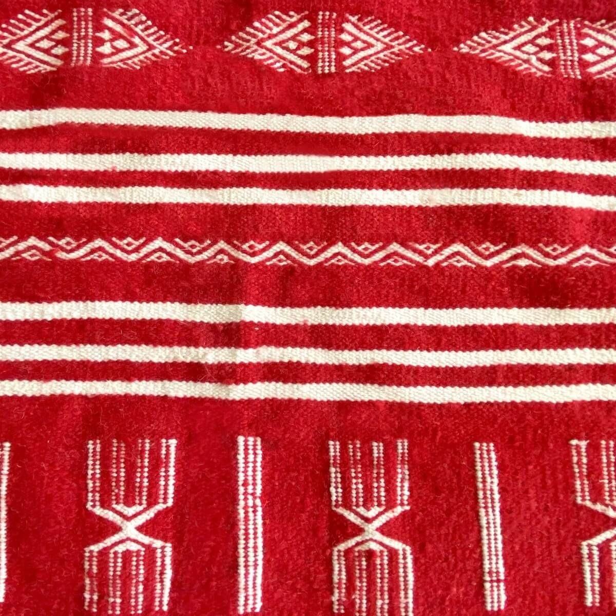 Berber Teppich Teppich Kelim lang Hamraoui 60x200 Rot (Handgewebt, Wolle, Tunesien) Tunesischer Kelim-Teppich im marokkanischen 