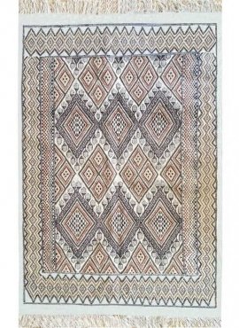 Berber carpet Rug Margoum Lina 140x210 White/Brown (Handmade, Wool, Tunisia) Tunisian margoum rug from the city of Kairouan. Rec