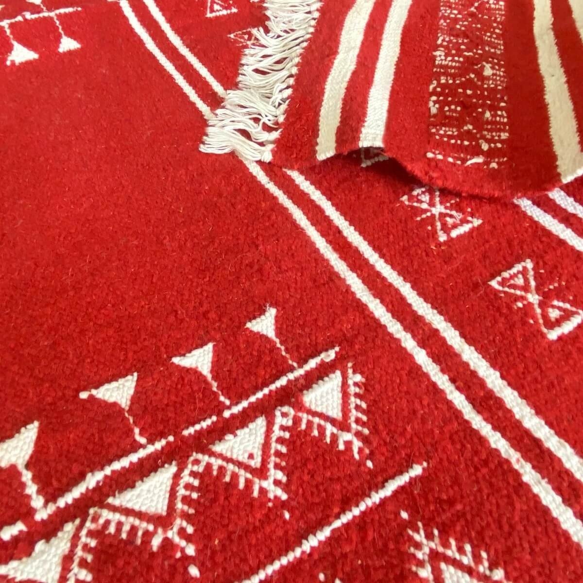 Berber Teppich Teppich Kelim Nassen 105x208 Rot (Handgewebt, Wolle, Tunesien) Tunesischer Kelim-Teppich im marokkanischen Stil. 