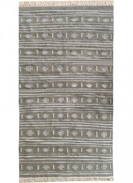 Berber carpet Rug Kilim Alkahfe 110x200 Grey (Handmade, Wool, Tunisia) Tunisian Rug Kilim style Moroccan rug. Rectangular carpet