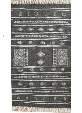 Berber carpet Rug Kilim Mizza 65x115 Grey/White (Handmade, Wool, Tunisia) Tunisian Rug Kilim style Moroccan rug. Rectangular car