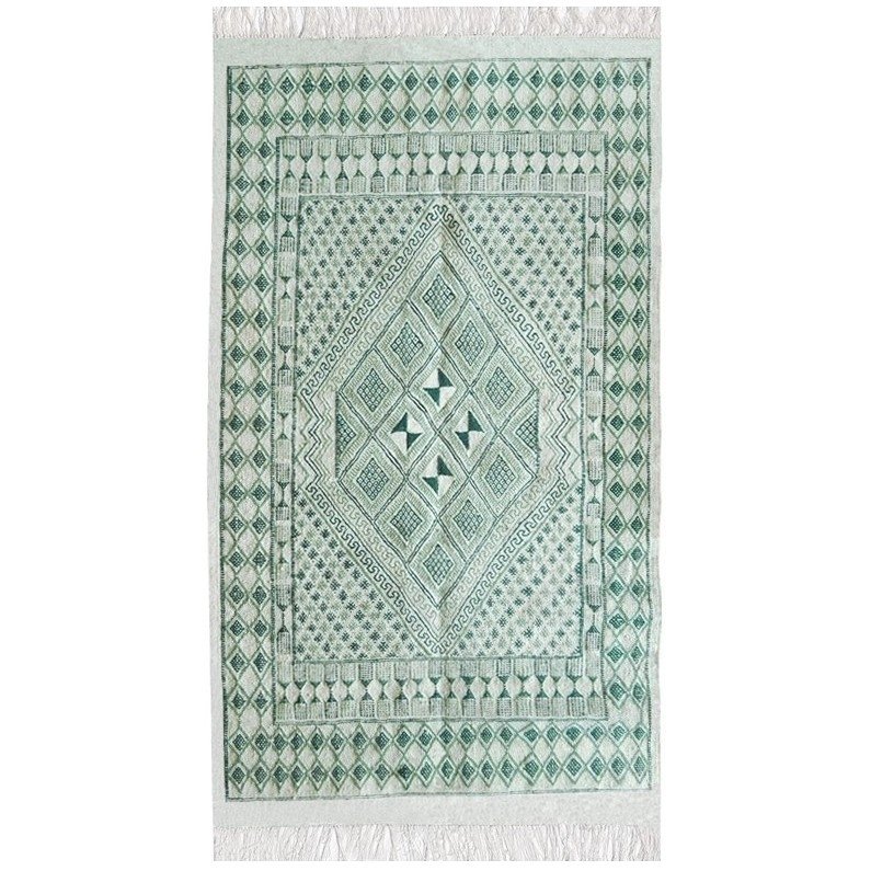 tappeto berbero Tappeto Margoum Zembra 120x190 Verde/Bianco (Fatto a mano, Lana, Tunisia) Tappeto margoum tunisino della città d