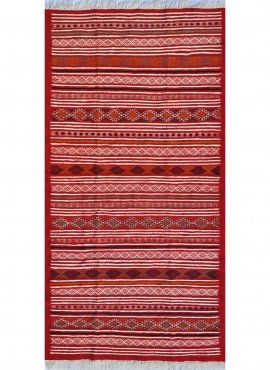 Tapis berbère Tapis Kilim Driba 110x210 Rouge/Orange (Tissé main, Laine, Tunisie) Tapis kilim tunisien style tapis marocain. Tap