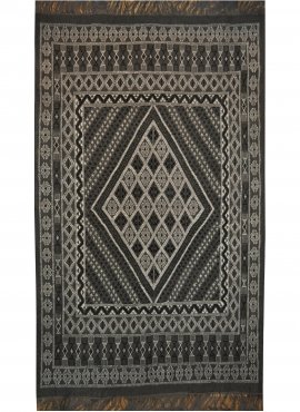 Berber carpet Large Rug Margoum Kesra 165x250 Grey anthracite (Handmade, Wool) Tunisian margoum rug from the city of Kairouan. R
