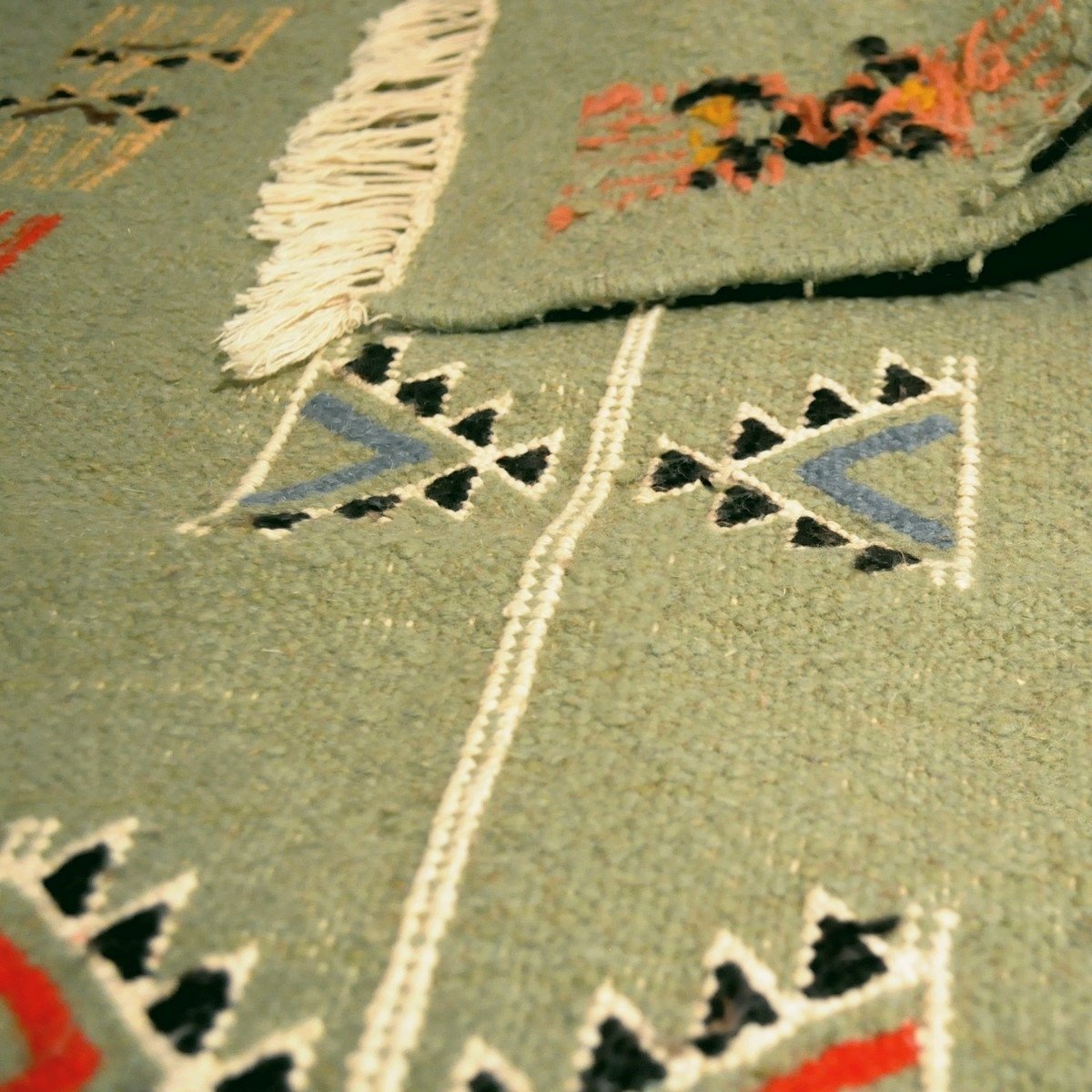 tappeto berbero Tappeto Kilim lungo Zramdine 60x190 Verde/Multicolore (Fatto a mano, Lana) Tappeto kilim tunisino, in stile maro