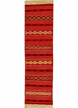 tappeto berbero Tappeto Kilim lungo Mellassine 60x200 Rosso (Fatto a mano, Lana, Tunisia) Tappeto kilim tunisino, in stile maroc
