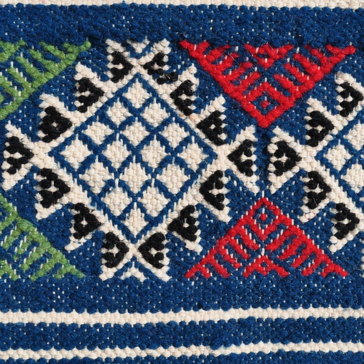 Berber Teppich Teppich Kelim lang Massoud 70x180 Blau (Handgewebt, Wolle, Tunesien) Tunesischer Kelim-Teppich im marokkanischen 