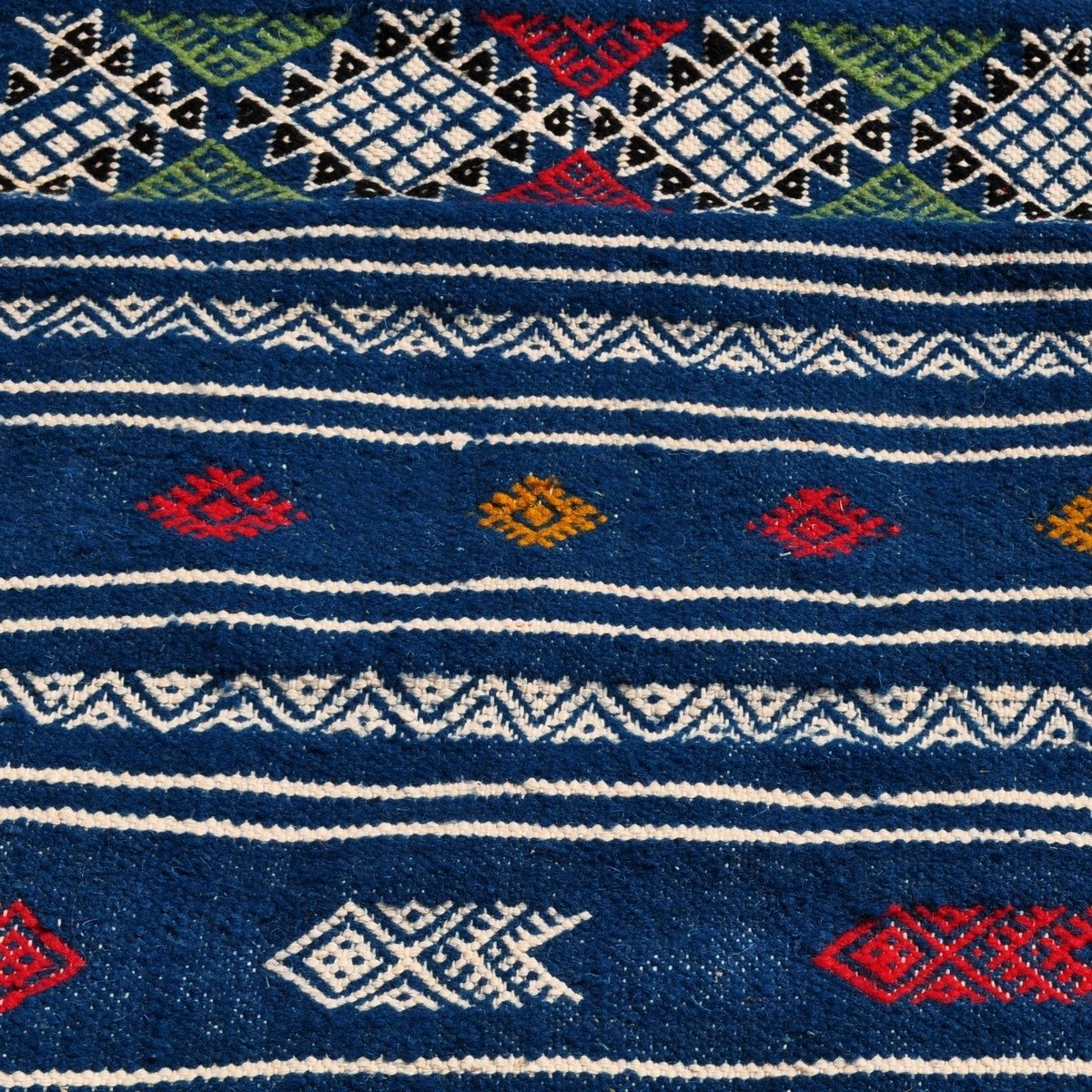 Berber tapijt Tapijt Kilim lang Massoud 70x180 Blauw (Handgeweven, Wol, Tunesië) Tunesisch kilimdeken, Marokkaanse stijl. Rechth