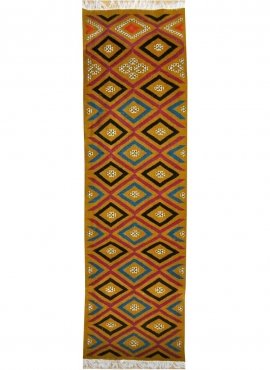 tappeto berbero Tappeto Kilim lungo Ajim 65x215 Giallo (Fatto a mano, Lana, Tunisia) Tappeto kilim tunisino, in stile marocchino