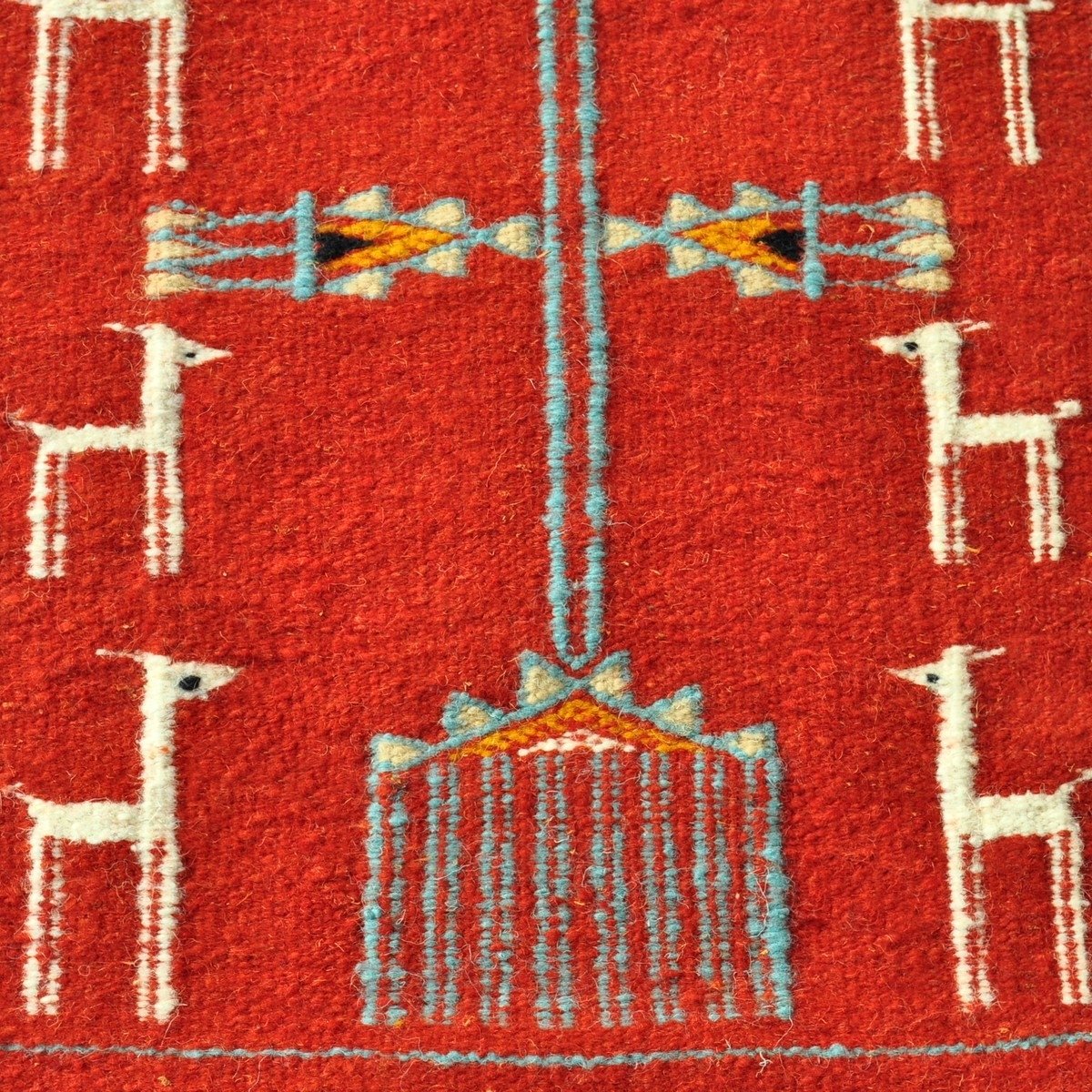 Berber tapijt Tapijt Kilim lang Bourdguen 65x195 Rood (Handgeweven, Wol, Tunesië) Tunesisch kilimdeken, Marokkaanse stijl. Recht
