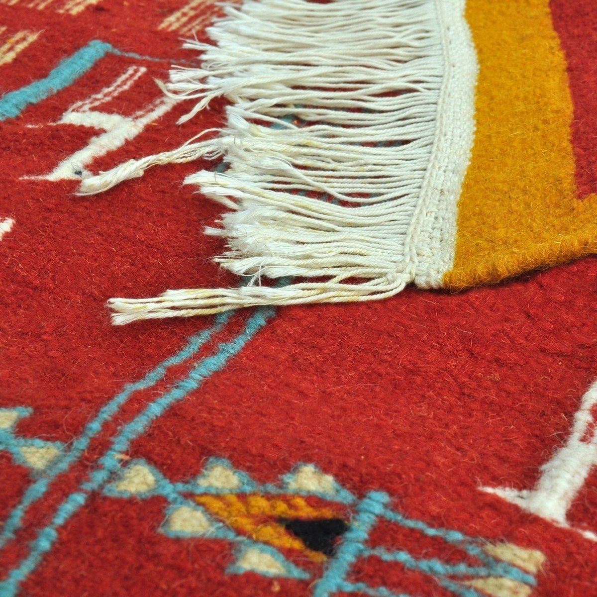 Tapete berbere Tapete Kilim longo Bourdguen 65x195 Vermelho (Tecidos à mão, Lã) Tapete tunisiano kilim, estilo marroquino. Tapet