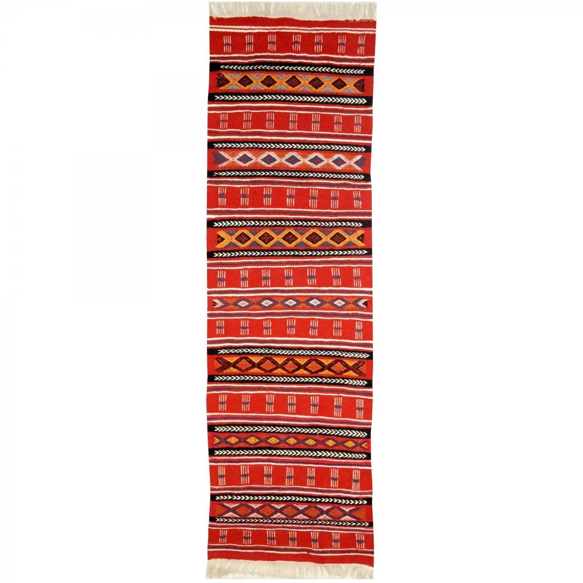 Berber carpet Rug Kilim long Babmnara 60x200 Red (Handmade, Wool, Tunisia) Tunisian Rug Kilim style Moroccan rug. Rectangular ca
