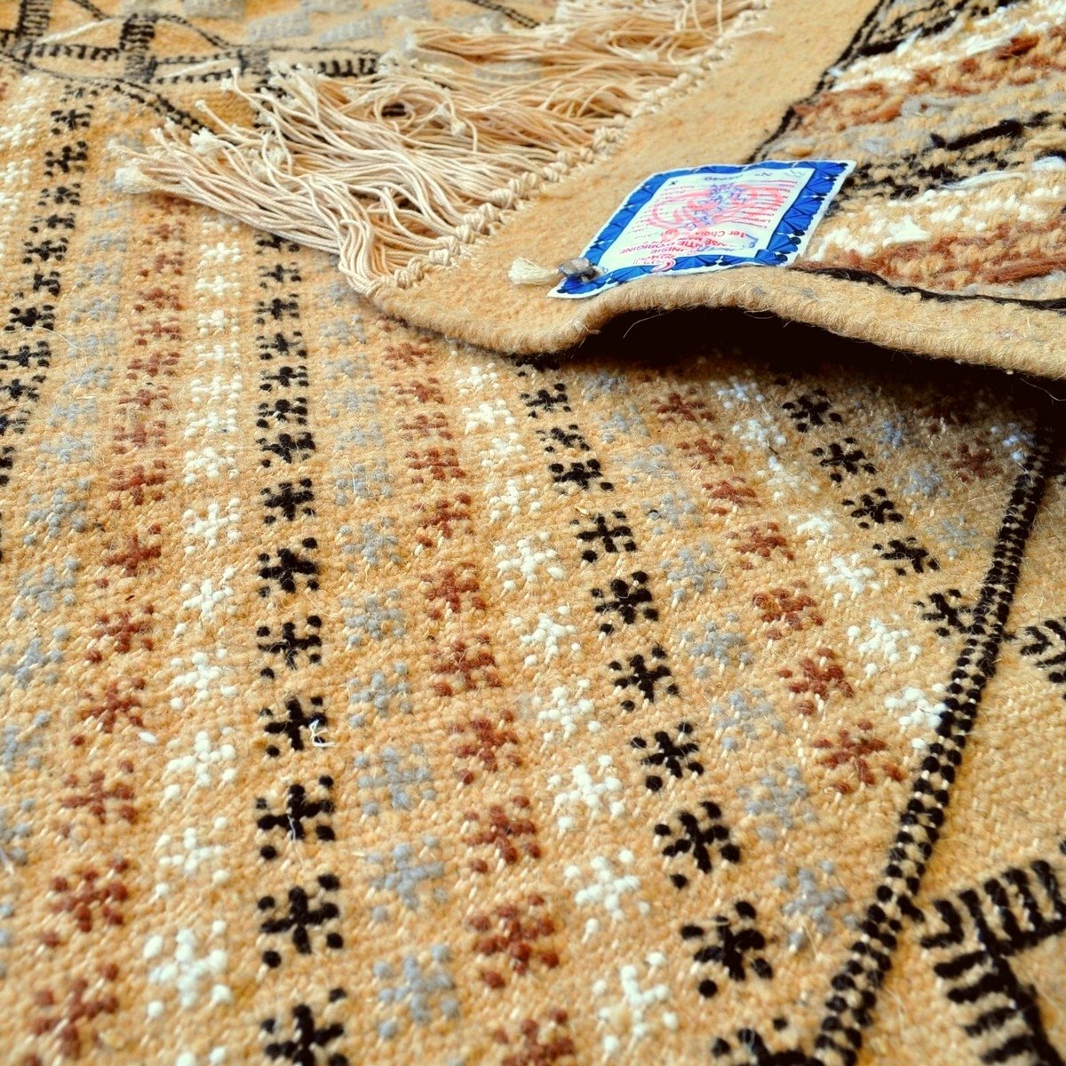 tappeto berbero Grande Tappeto Margoum Zouhour 197x295 Beige (Fatto a mano, Lana, Tunisia) Tappeto margoum tunisino della città 