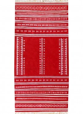 Berber carpet Rug Kilim Nassen 105x208 Red (Handmade, Wool, Tunisia) Tunisian Rug Kilim style Moroccan rug. Rectangular carpet 1