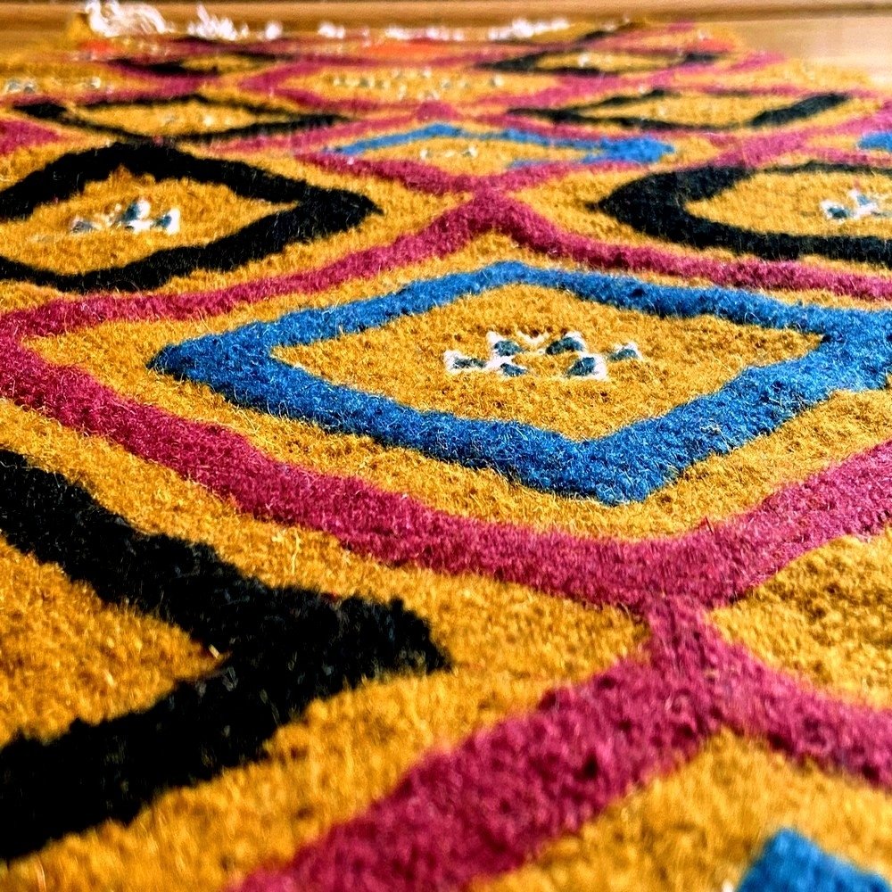 Tapete berbere Tapete Kilim longo Ajim 65x215 Amarelo(Tecidos à mão, Lã, Tunísia) Tapete tunisiano kilim, estilo marroquino. Tap