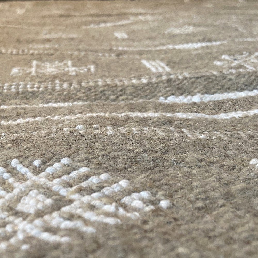 Berber Teppich Teppich Kelim Alkahfe 110x200 Grau (Handgewebt, Wolle, Tunesien) Tunesischer Kelim-Teppich im marokkanischen Stil