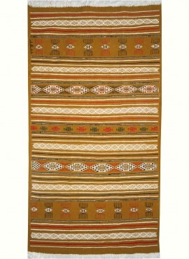 Berber carpet Rug Kilim Lamta 100x200 Yellow (Handmade, Wool, Tunisia) Tunisian Rug Kilim style Moroccan rug. Rectangular carpet