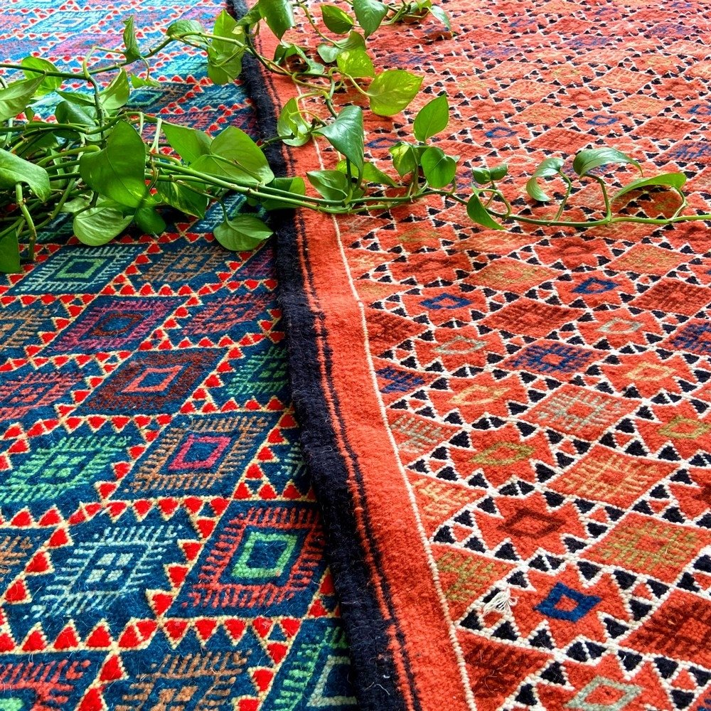 Berber tapijt Tapijt Kilim Tanger 105x180 Rood/Veelkleurig (Handgeweven, Wol, Tunesië) Tunesisch kilimdeken, Marokkaanse stijl. 