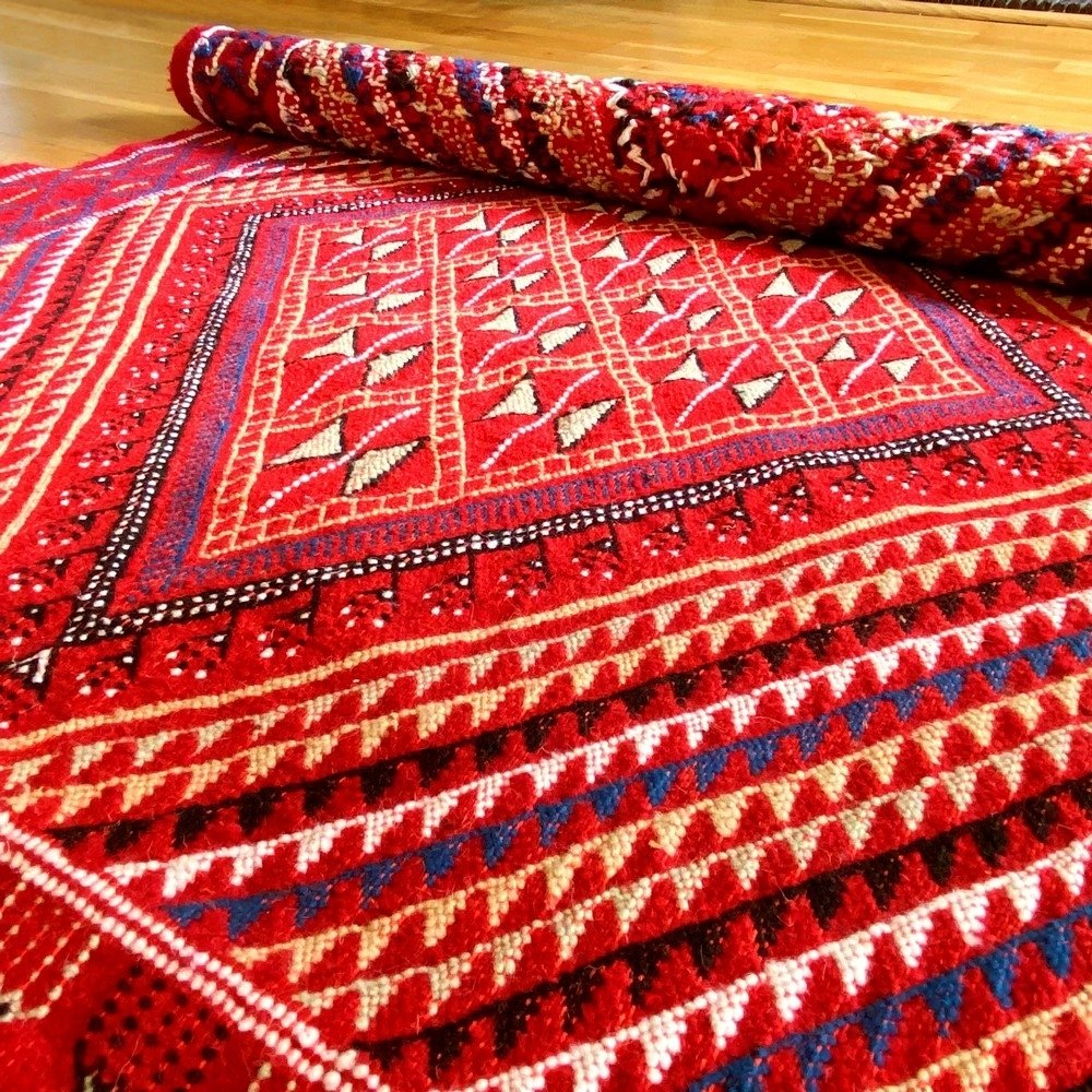 tappeto berbero Tappeto Margoum Kantoui 120x180 Rosso (Fatto a mano, Lana) Tappeto margoum tunisino della città di Kairouan. Tap