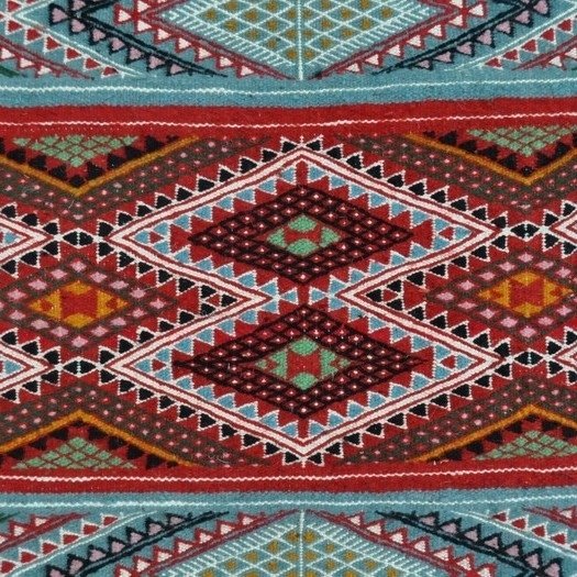 Tapete berbere Tapete Kilim Birssa 53x105 Multicor (Tecidos à mão, Lã) Tapete tunisiano kilim, estilo marroquino. Tapete retangu