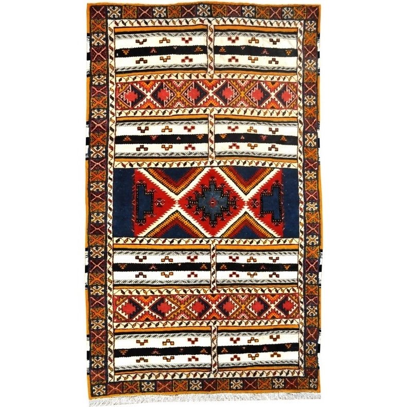 Berber tapijt Tapijt Glaoui 152x250 Rood/Blauw (Handgeweven, Wol, Tunesië) Tunesisch kilimdeken, Marokkaanse stijl. Rechthoekig 