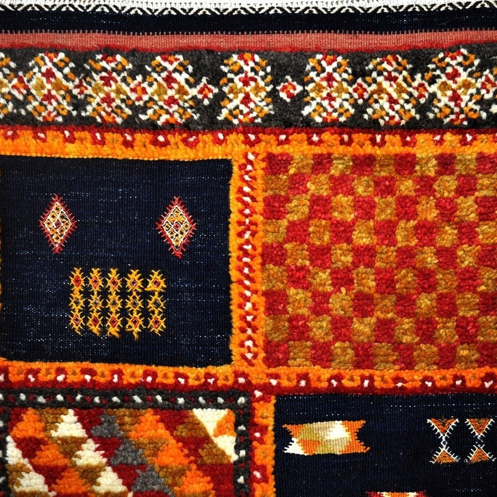 Berber carpet Rug Kilim Mellila 60x100 Red/Blue (Handmade, Wool, Tunisia) Tunisian Rug Kilim style Moroccan rug. Rectangular car