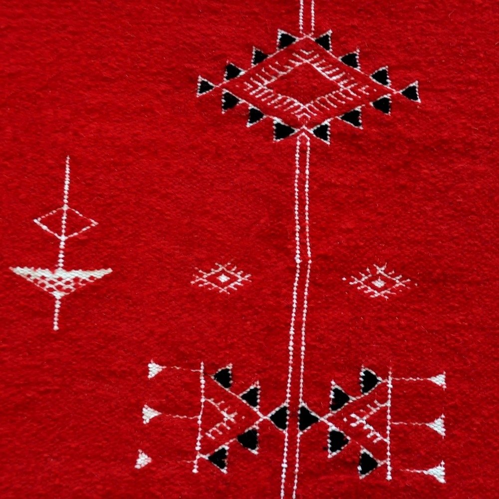 Berber Teppich Teppich Kelim El Galaa 105x175 Rot (Handgewebt, Wolle, Tunesien) Tunesischer Kelim-Teppich im marokkanischen Stil