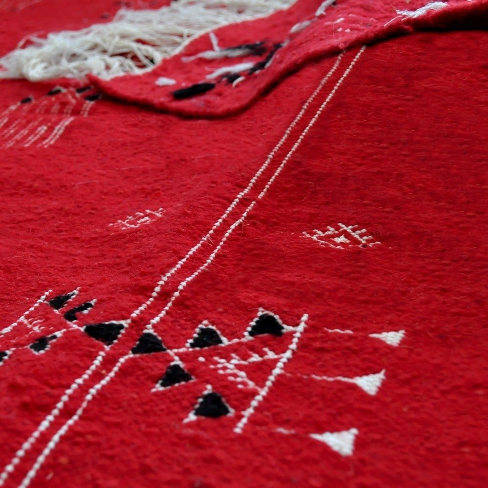 Tapete berbere Tapete Kilim El Galaa 105x175 Vermelho (Tecidos à mão, Lã, Tunísia) Tapete tunisiano kilim, estilo marroquino. Ta