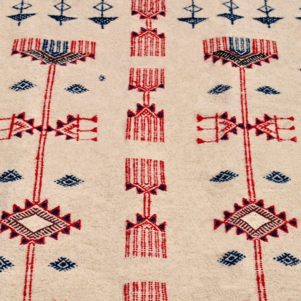 Tapis berbère Tapis Kilim Joudi100x175 Gris/Noir/Rouge (Tissé main, Laine) Tapis kilim tunisien style tapis marocain. Tapis rect