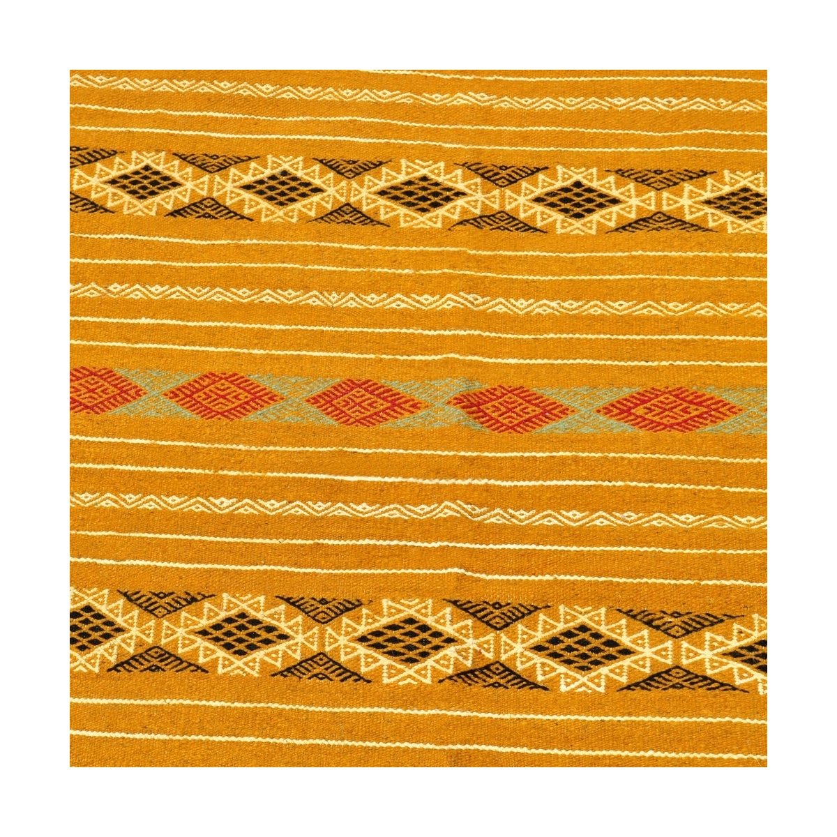 Berber Teppich Teppich Kelim Fahs 100x150 Gelb/Weiss (Handgewebt, Wolle) Tunesischer Kelim-Teppich im marokkanischen Stil. Recht
