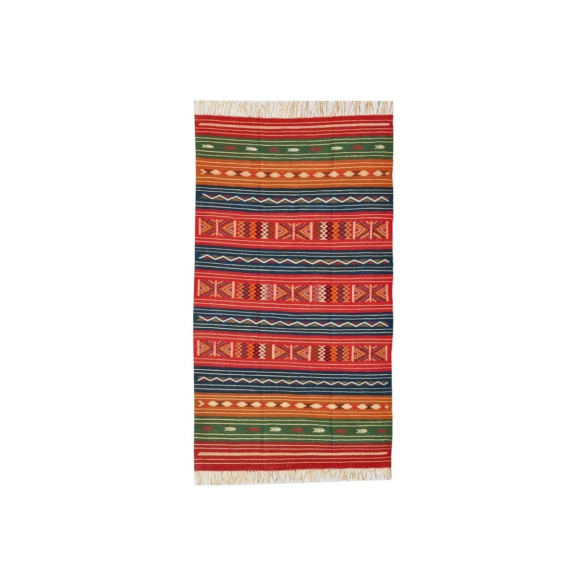 Tapis berbère Tapis Kilim Mateur 115x200 Multicolore (Tissé main, Laine) Tapis kilim tunisien style tapis marocain. Tapis rectan