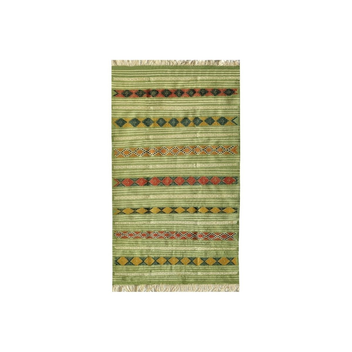 Tapis berbère Tapis Kilim Gammarth 120x200 Vert (Tissé main, Laine) Tapis kilim tunisien style tapis marocain. Tapis rectangulai