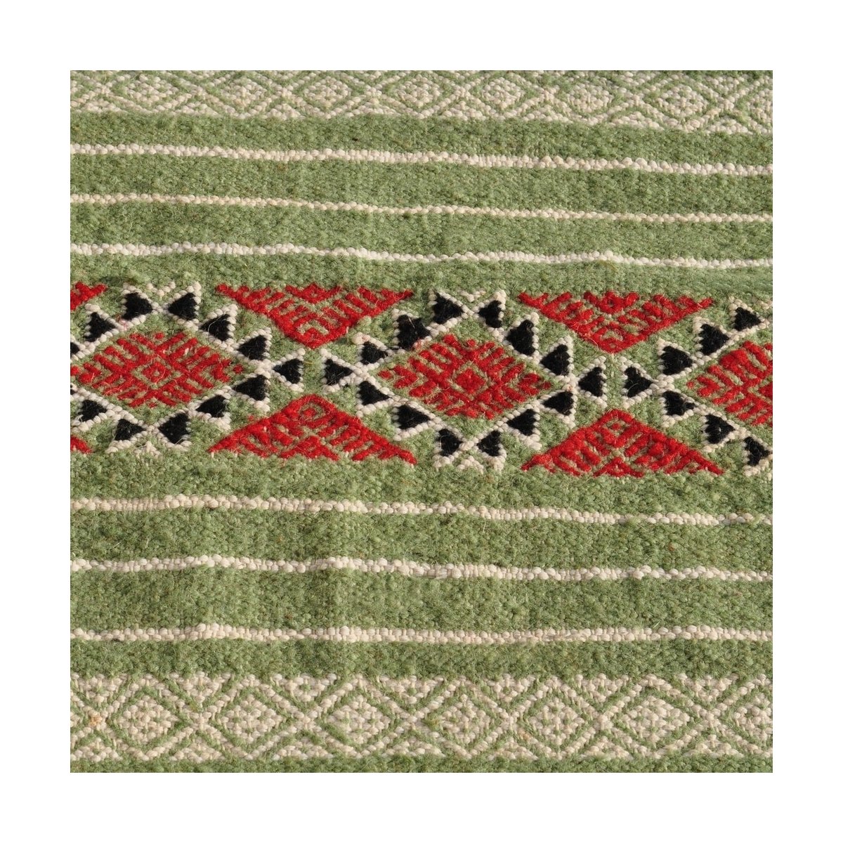 Berber carpet Rug Kilim Gammarth 120x200 Green (Handmade, Wool) Tunisian Rug Kilim style Moroccan rug. Rectangular carpet 100% w
