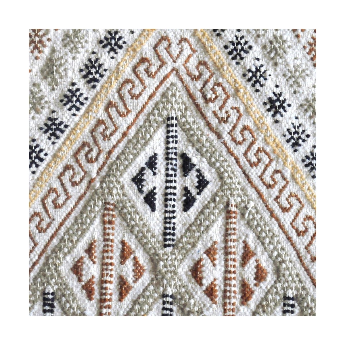 tappeto berbero Tappeto Margoum Khaznadar 115x195 Bianca (Fatto a mano, Lana, Tunisia) Tappeto margoum tunisino della città di K