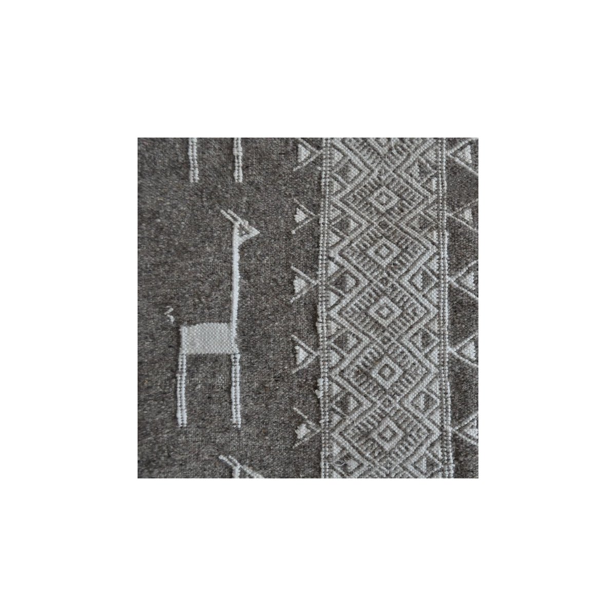 Tapis berbère Tapis Kilim Hassi Amor 130x190 Gris/Noir/Blanc (Tissé main, Laine) Tapis kilim tunisien style tapis marocain. Tapi