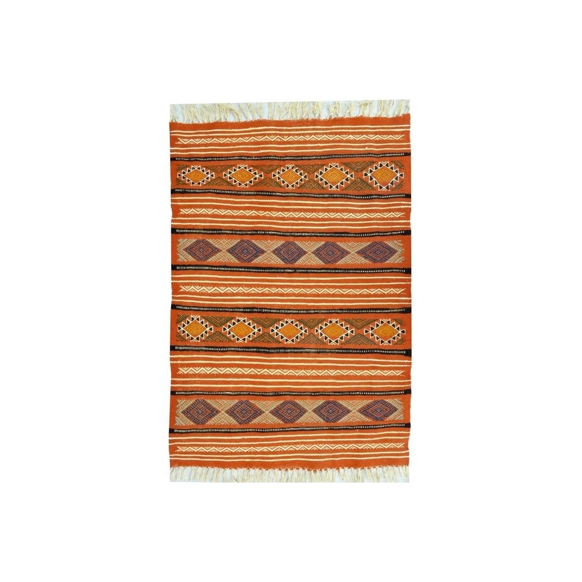 Berber Teppich Teppich Kelim Beskra 60x100 Mehrfarben (Handgewebt, Wolle, Tunesien) Tunesischer Kelim-Teppich im marokkanischen 