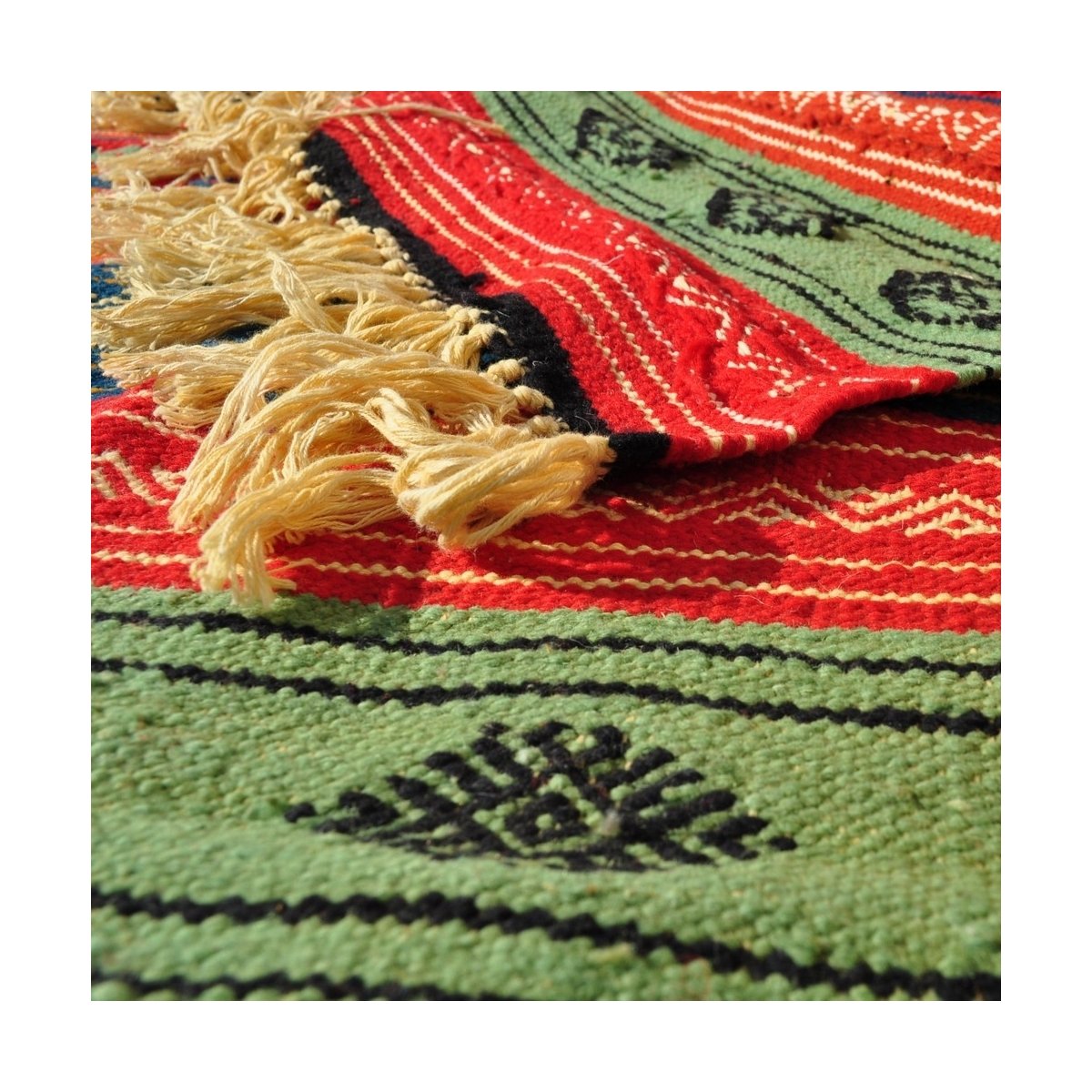 Tapete berbere Tapete Kilim Babjdid 140x250 Amarelo/Multicor (Tecidos à mão, Lã) Tapete tunisiano kilim, estilo marroquino. Tape