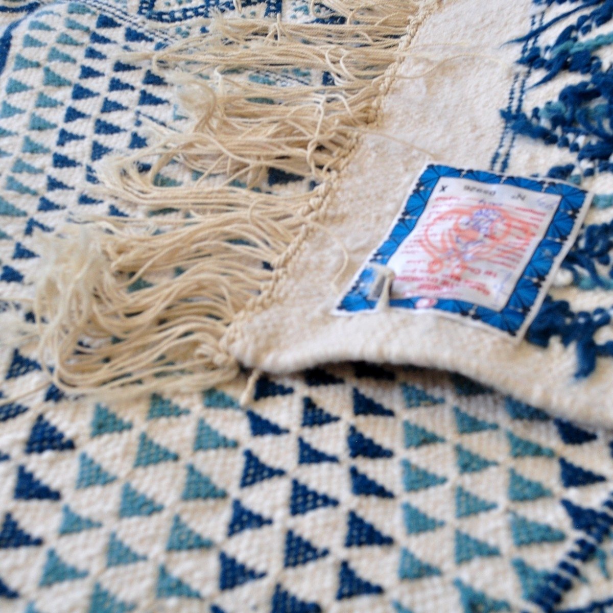 Berber carpet Large Rug Margoum Al Kasaba 170x240 Blue/White (Handmade, Wool, Tunisia) 