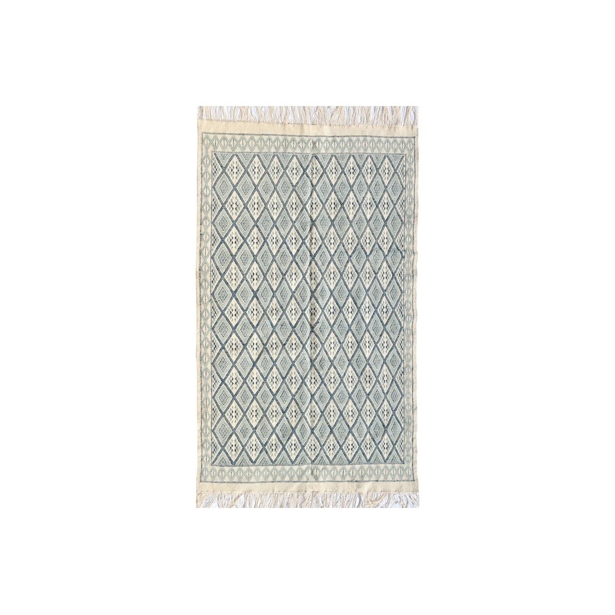 Berber carpet Large Rug Margoum Thyna 196x314 Blue/White (Handmade, Wool, Tunisia) 